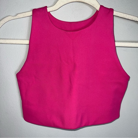 Girlfriend Collective Dylan Racerback Sports Bra-Crop Top-Pink-XS - Picture 2 of 4
